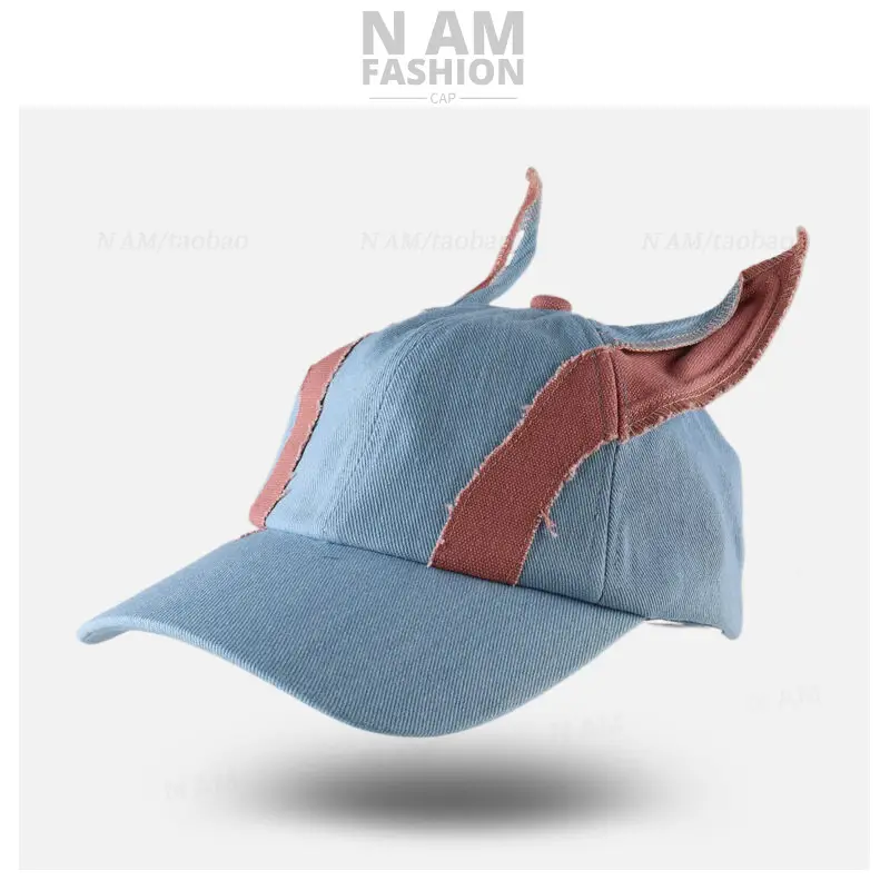 Washed Denim Ear Baseball Cap Niche Fashion Travel Cool Personalized — feature 6