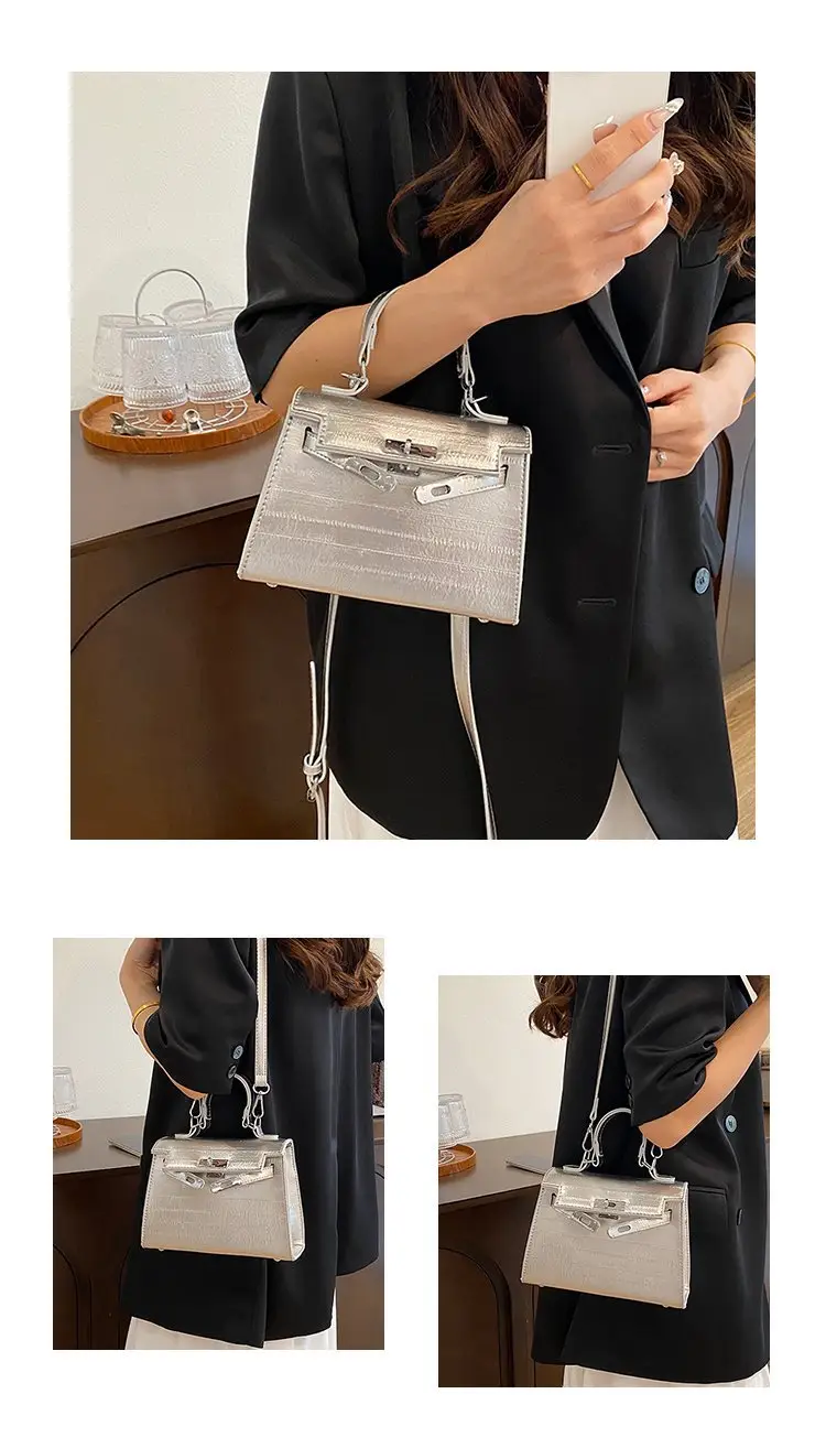 Women Korean Style Shoulder Bag Silver Grey 2025 — feature 10