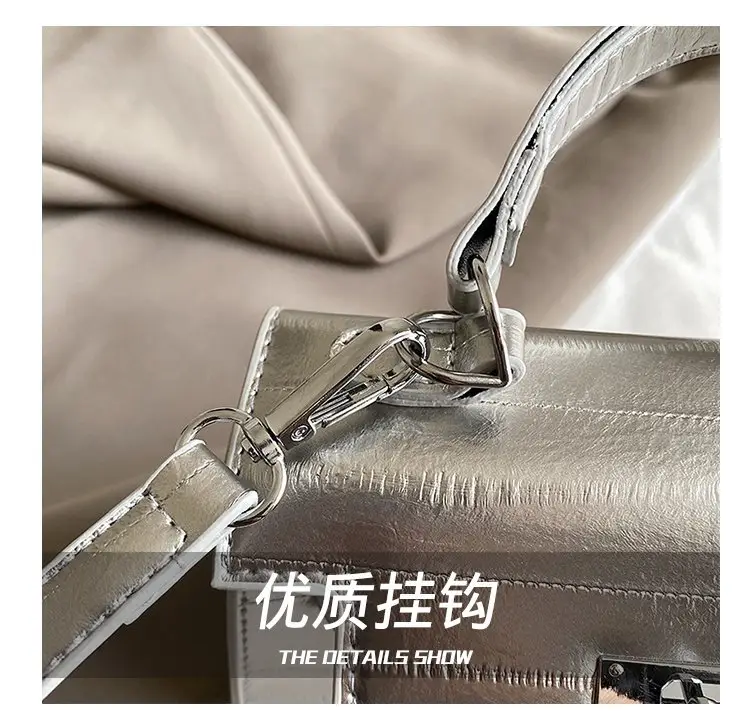 Women Korean Style Shoulder Bag Silver Grey 2025 — feature 5