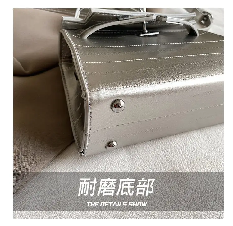 Women Korean Style Shoulder Bag Silver Grey 2025 — feature 6