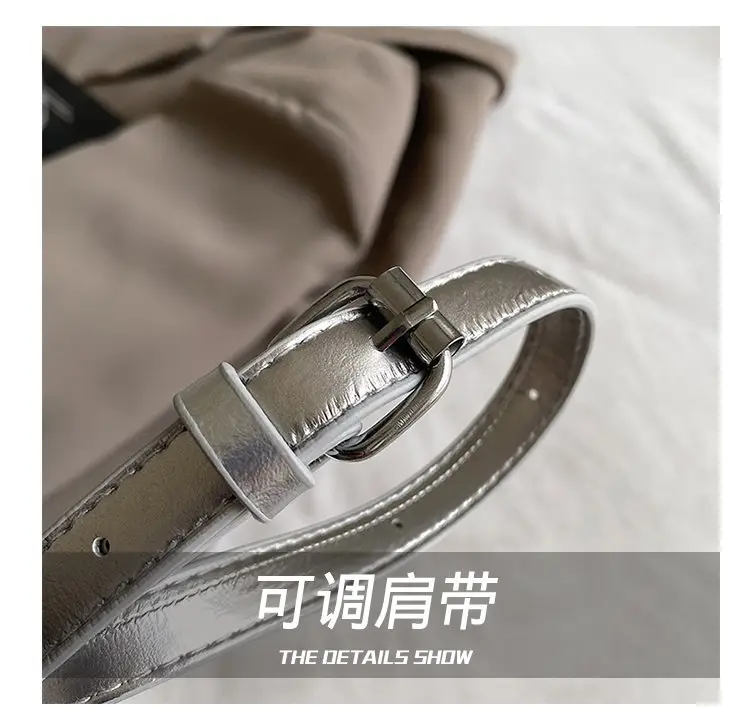 Women Korean Style Shoulder Bag Silver Grey 2025 — feature 8