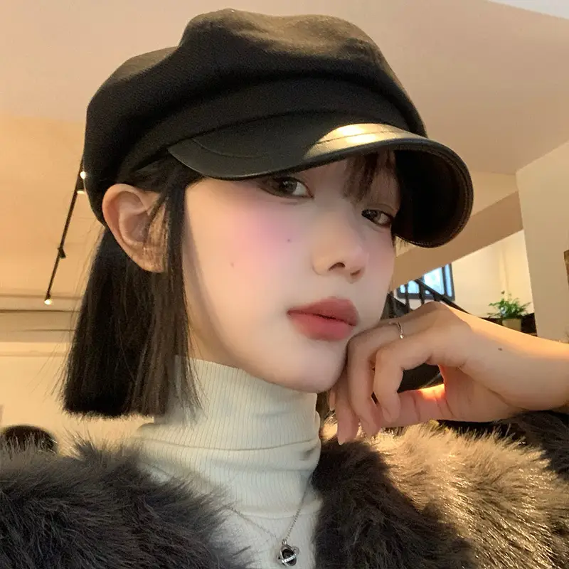Women's Brown Beret Cap Big Head Circumference - Image 3