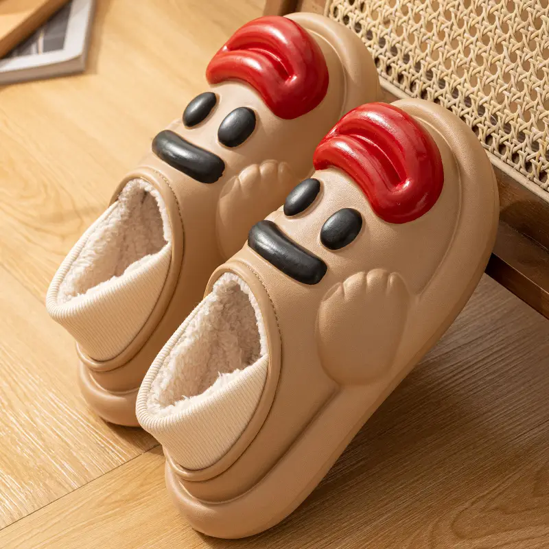 Waterproof Cotton Slippers for Women, Autumn and Winter 2025 New Style, Cartoon Indoor Home Thick-Soled Fleece-Lined Warm Closed-Back Cotton Shoes - Image 2