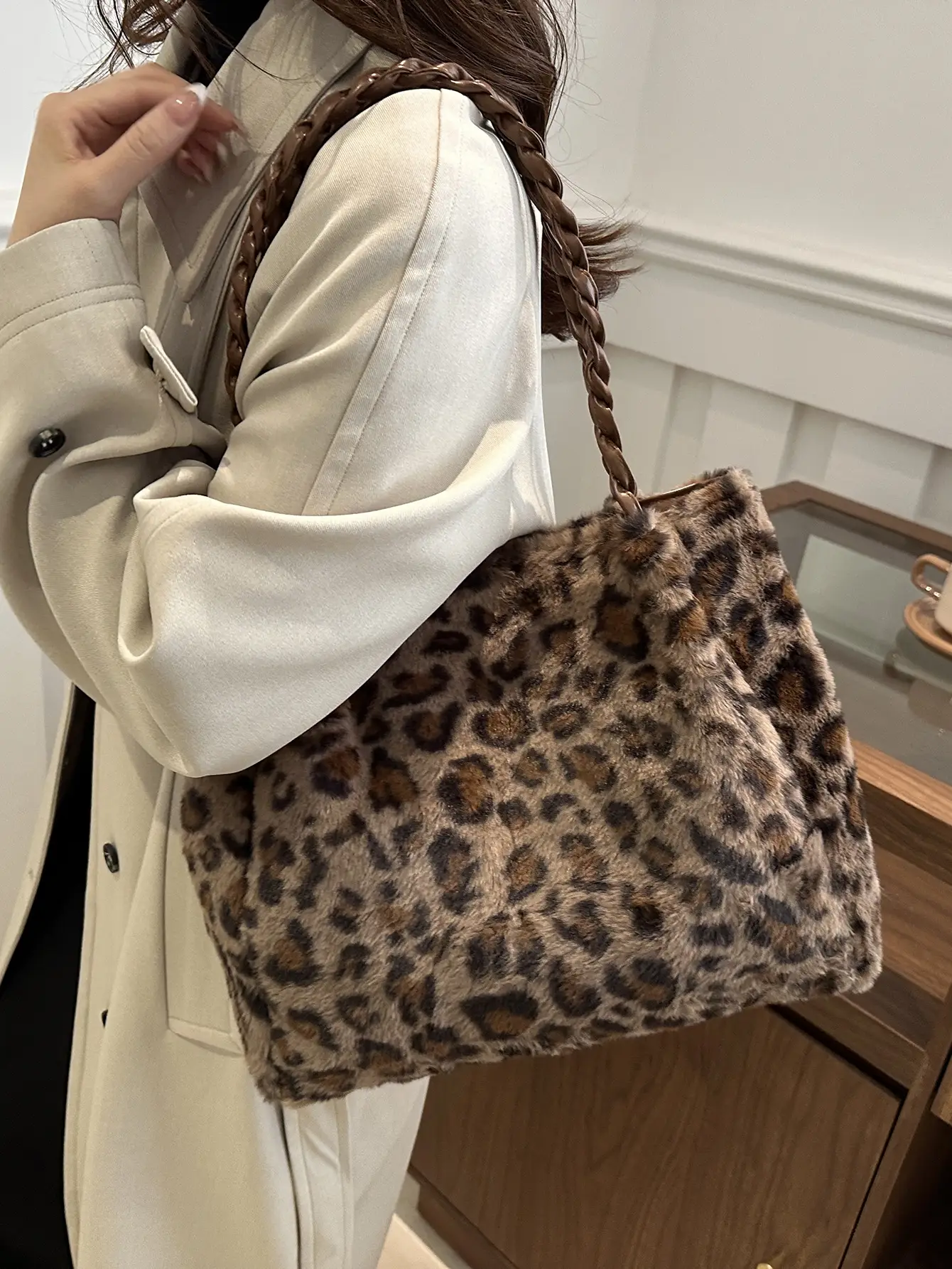 Retro Leopard Print Tote Bag for Women Autumn Winter 2024 - Image 6