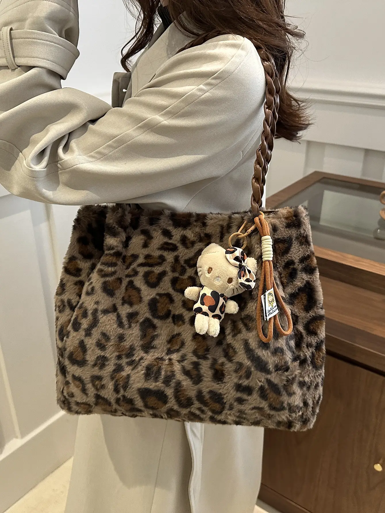 Retro Leopard Print Tote Bag for Women Autumn Winter 2024 - Image 7