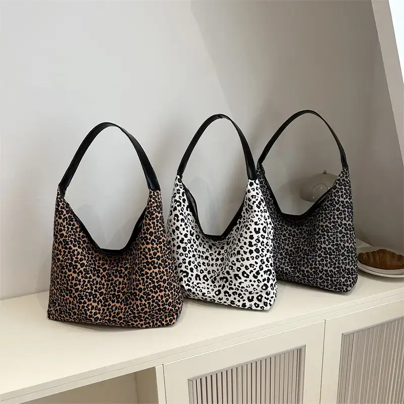 Leopard Print Shoulder Tote Bag Black White 2024 - Image 4