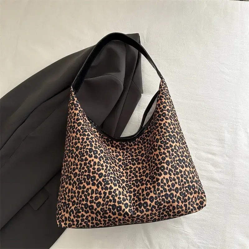 Leopard Print Shoulder Tote Bag Black White 2024 - Image 3