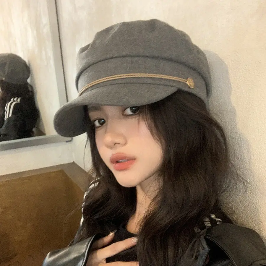 Japanese Style Vintage Strap Navy Hat Autumn Winter New All-match Flat Top Fashion Casual Wide and Strict Face Duckling Tongue Hat - Image 4