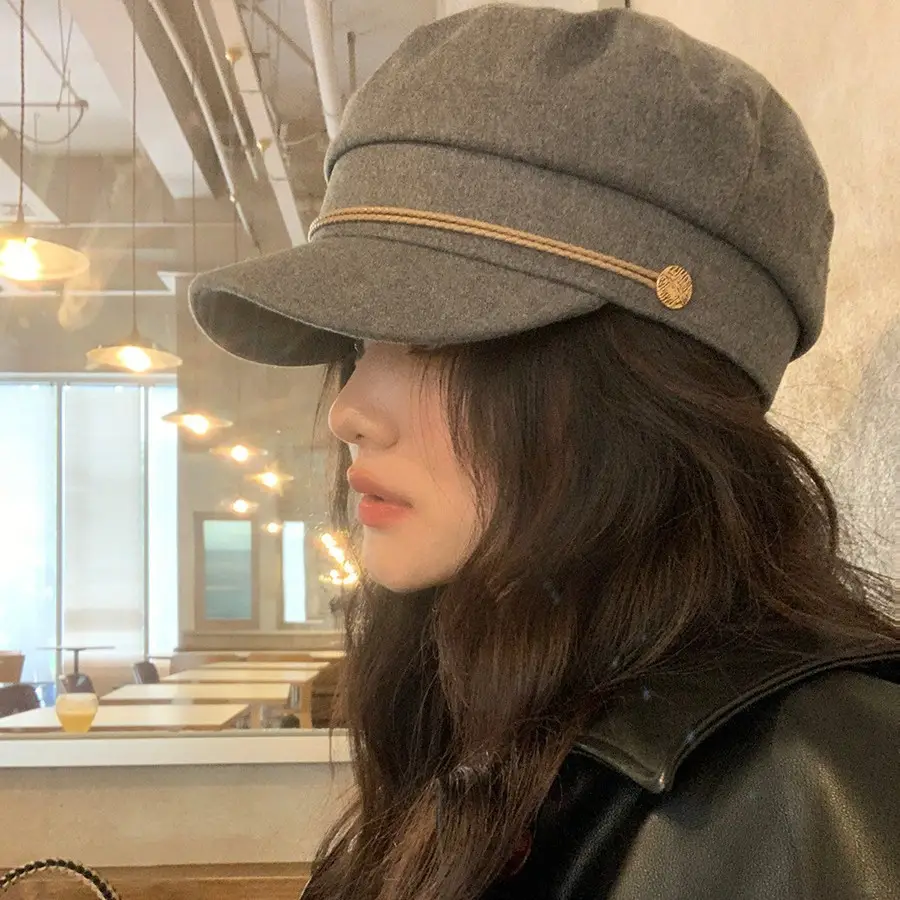 Japanese Style Vintage Strap Navy Hat Autumn Winter New All-match Flat Top Fashion Casual Wide and Strict Face Duckling Tongue Hat - Image 5