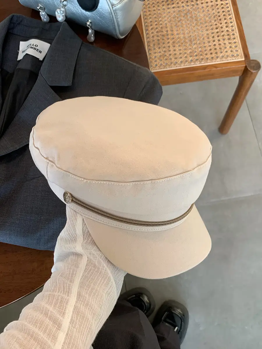 Japanese Style Vintage Strap Navy Hat Autumn Winter New All-match Flat Top Fashion Casual Wide and Strict Face Duckling Tongue Hat - Image 2