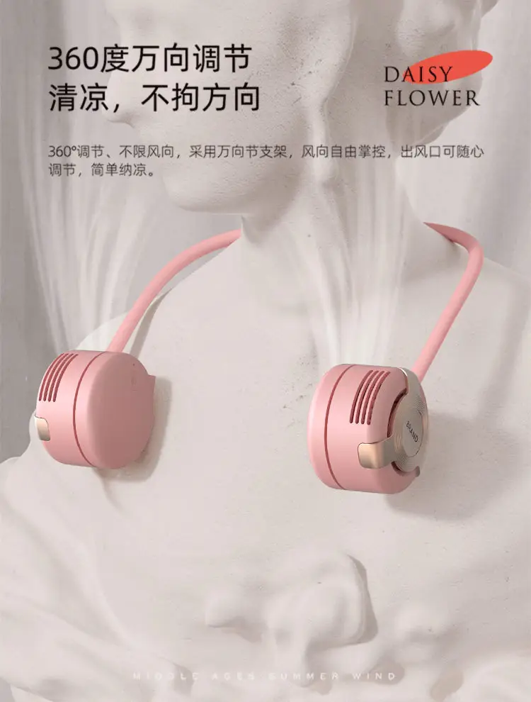 New Style Hanging Neck Fan Small Portable Portable Small Lazy Hanging Neck Turbine Leafless Foldable Fan — feature 4