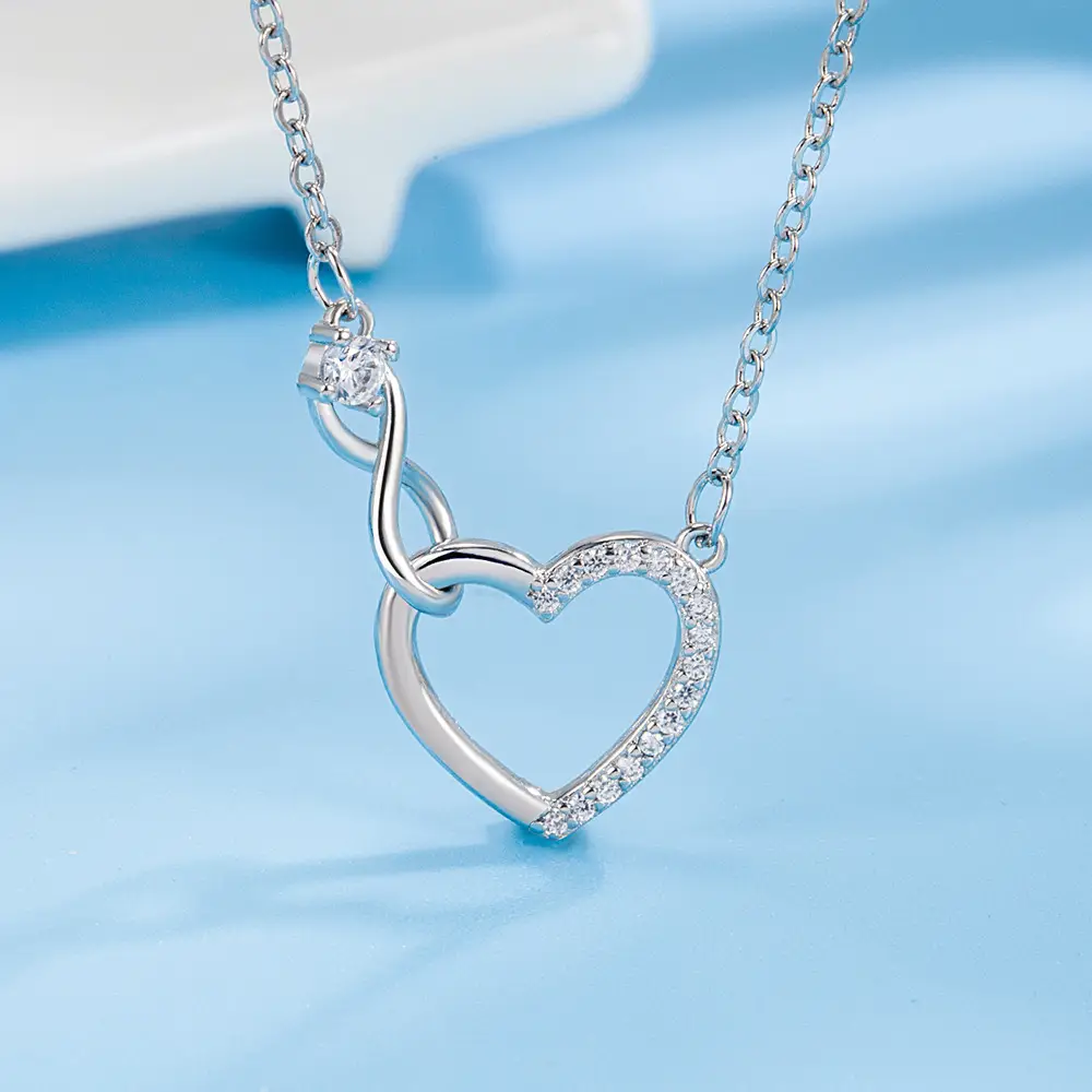 Love Zircon Clavicle Necklace with Heart Design - Image 3