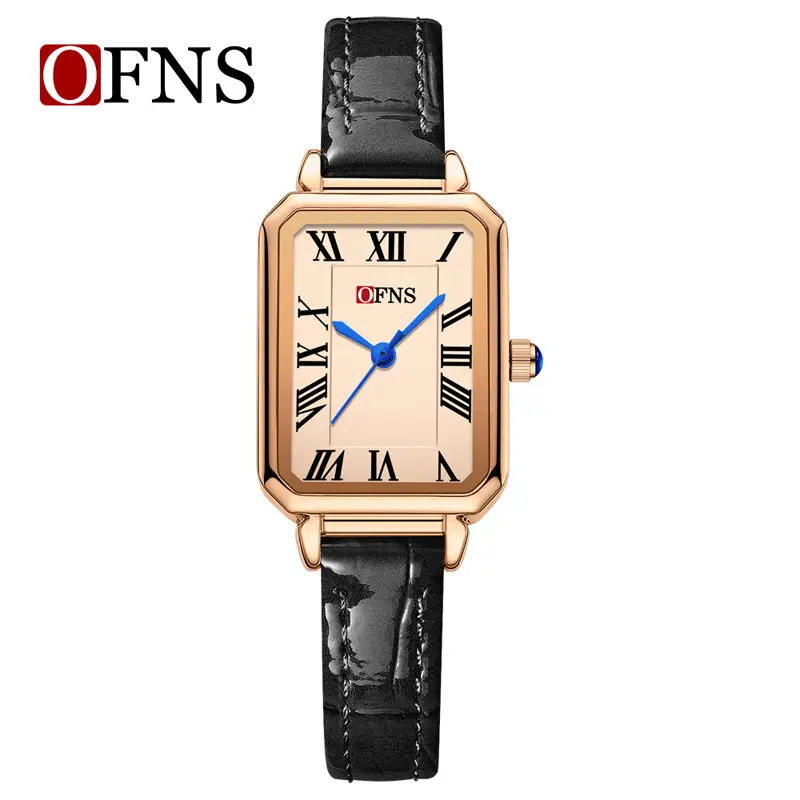 Ofns Women's Square Watch with Elegant Steel Band & Waterproof Design - Image 2