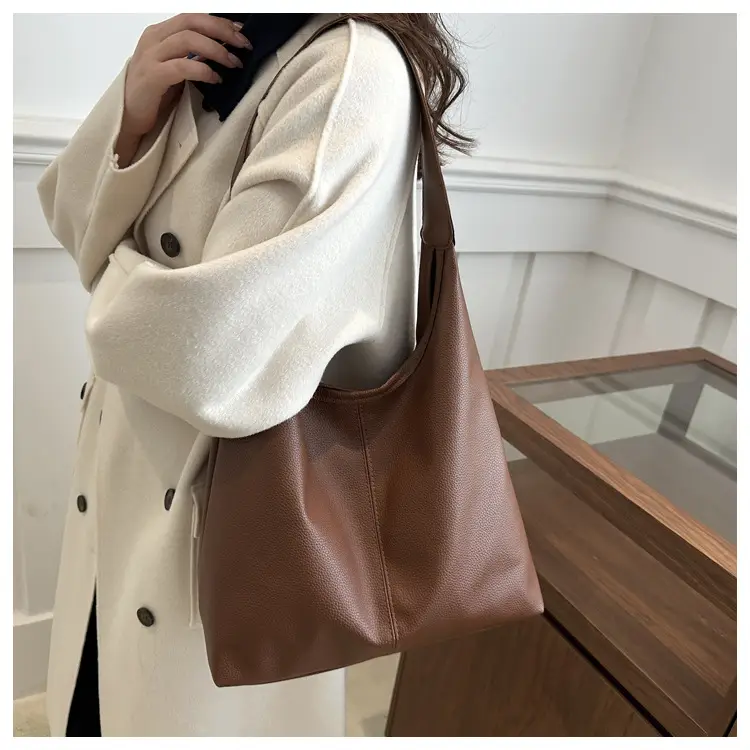 Women's Retro Bucket Shoulder Bag Brown 2024 Winter — feature 12