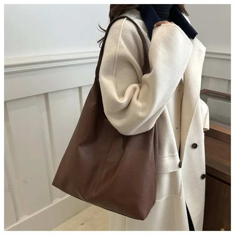 Women's Retro Bucket Shoulder Bag Brown 2024 Winter — feature 13