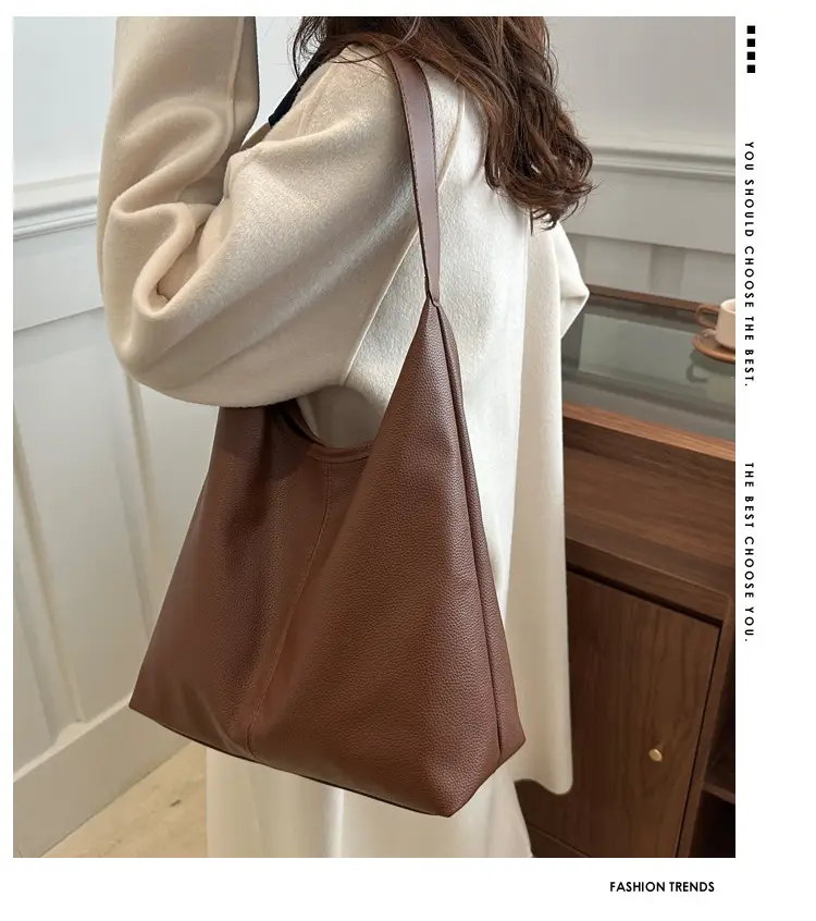 Women's Retro Bucket Shoulder Bag Brown 2024 Winter — feature 2