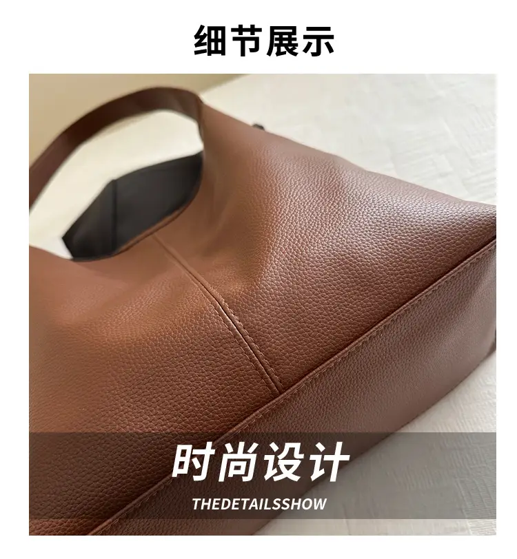 Women's Retro Bucket Shoulder Bag Brown 2024 Winter — feature 4