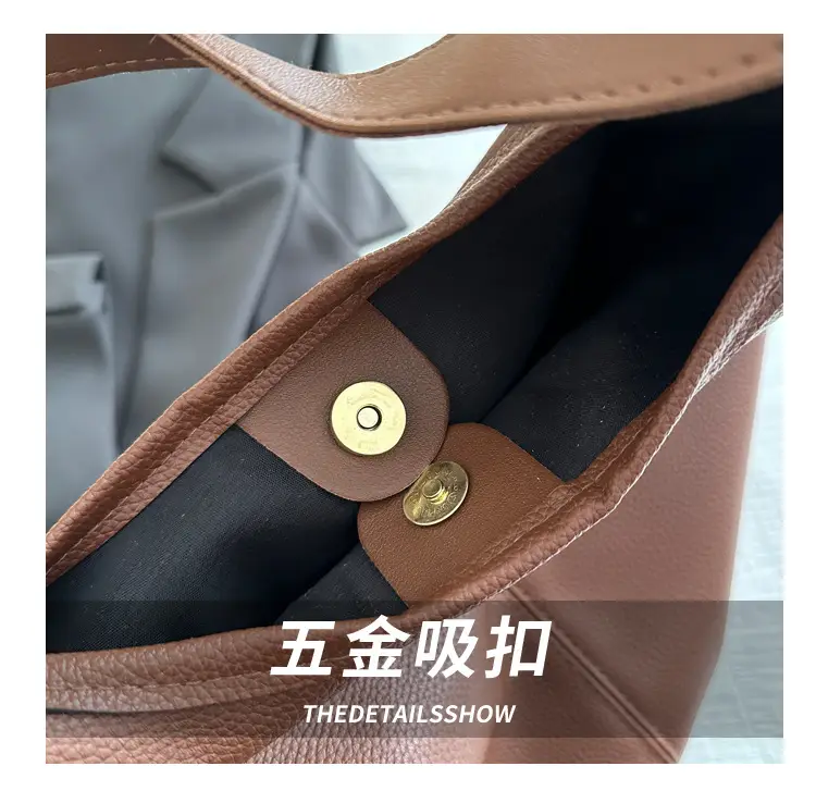 Women's Retro Bucket Shoulder Bag Brown 2024 Winter — feature 7