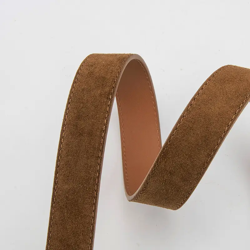Women's Brown Genuine Leather Belt with Gold Pin Buckle - Image 18