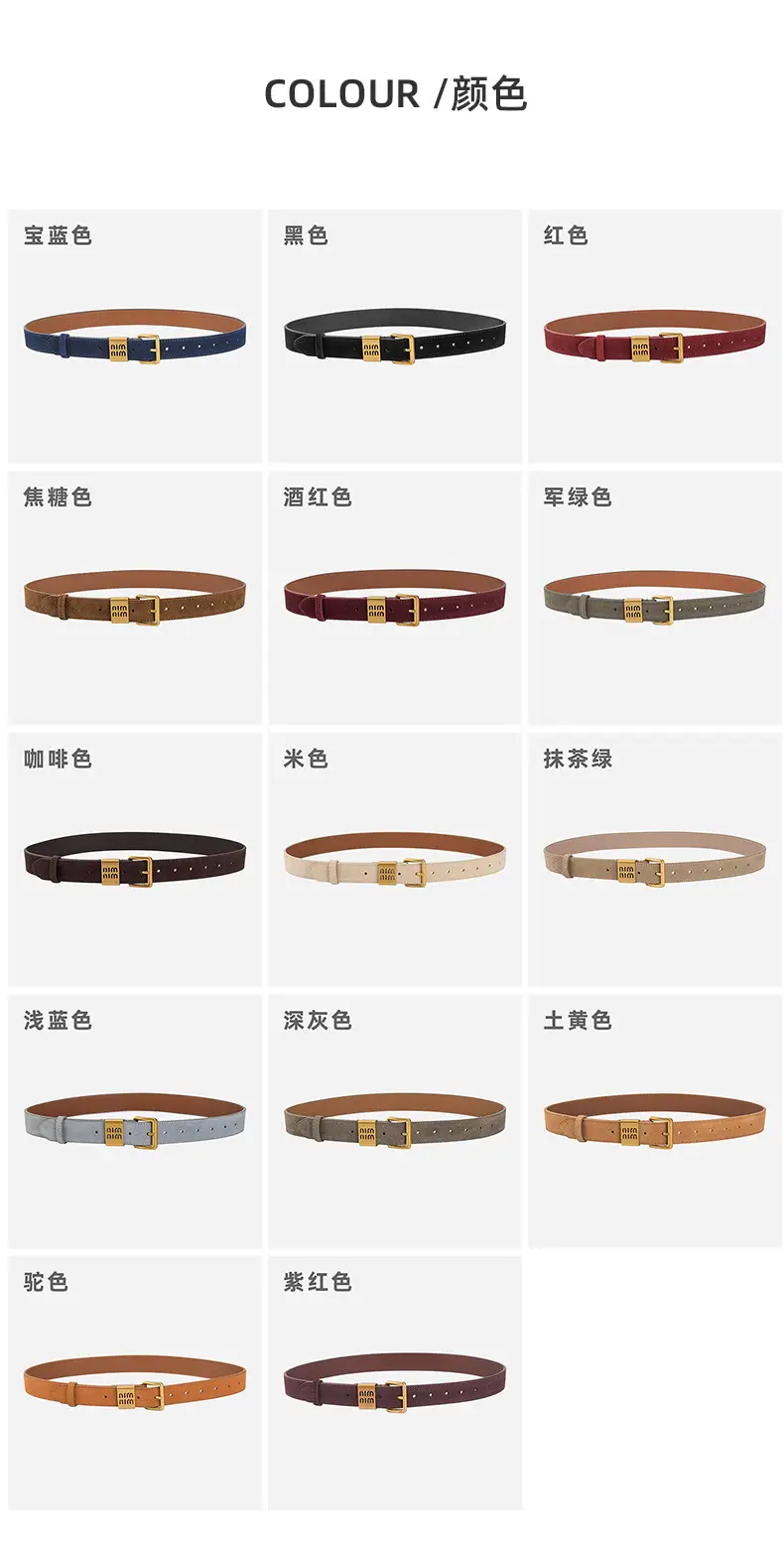 Women's Brown Genuine Leather Belt with Gold Pin Buckle — feature 8
