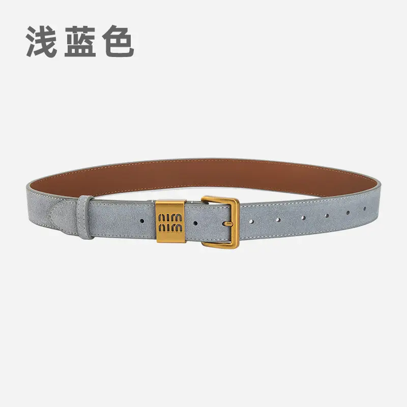 Women's Brown Genuine Leather Belt with Gold Pin Buckle - Image 10