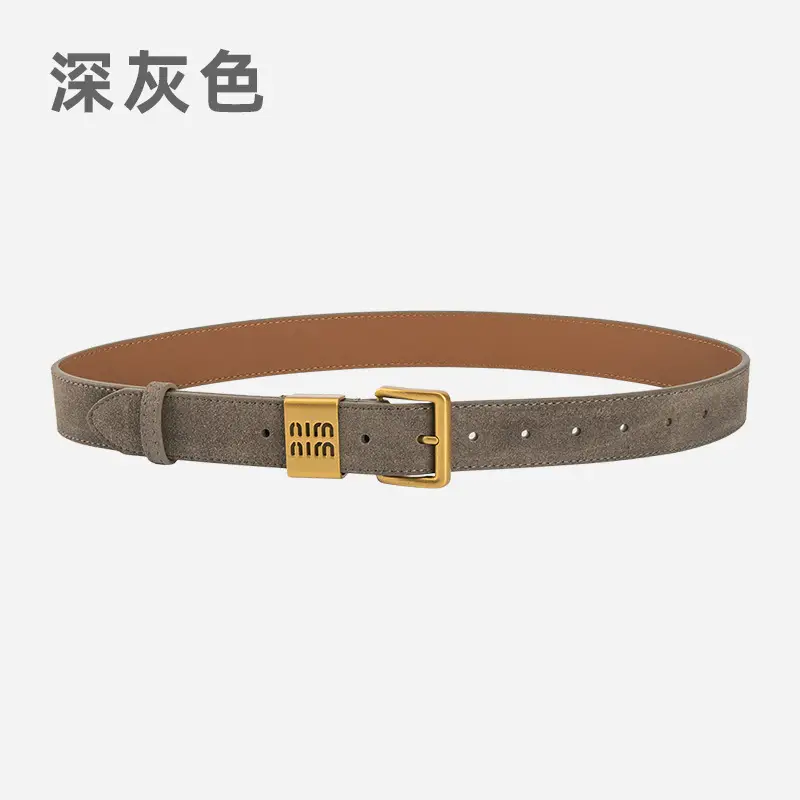 Women's Brown Genuine Leather Belt with Gold Pin Buckle - Image 11