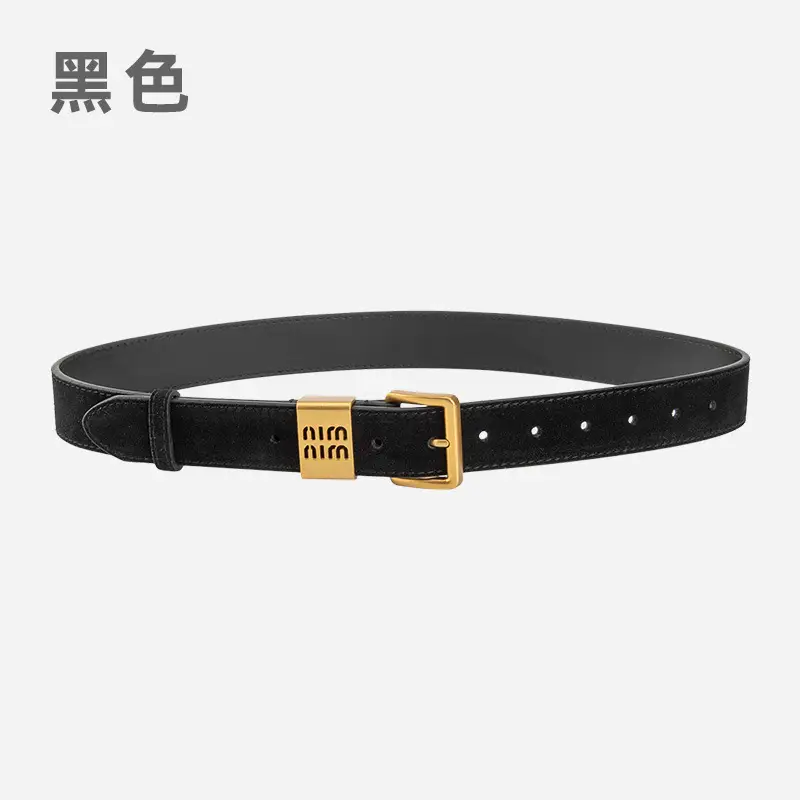 Women's Brown Genuine Leather Belt with Gold Pin Buckle - Image 2