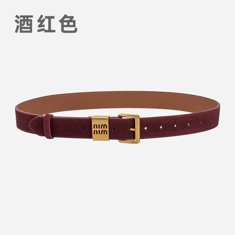 Women's Brown Genuine Leather Belt with Gold Pin Buckle - Image 5