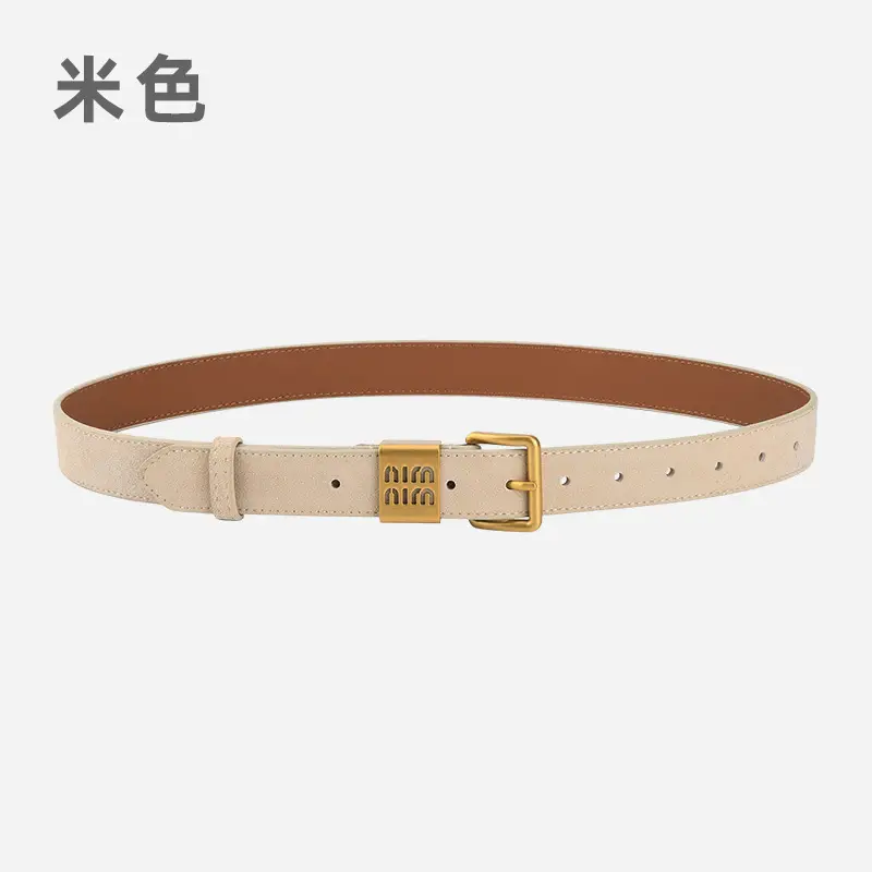 Women's Brown Genuine Leather Belt with Gold Pin Buckle - Image 8