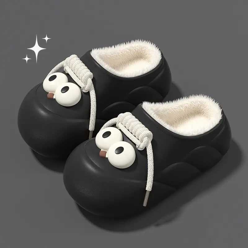 Thick-Soled Cotton Slippers for Women 2024 Winter New Style Student Dormitory Outer Wear Waterproof and Cold-Proof Confinement Warm and Versatile Plush