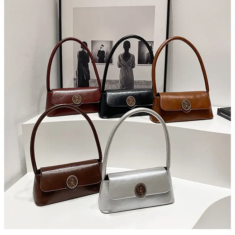 French Retro Brown Shoulder Bag for Women - Image 6