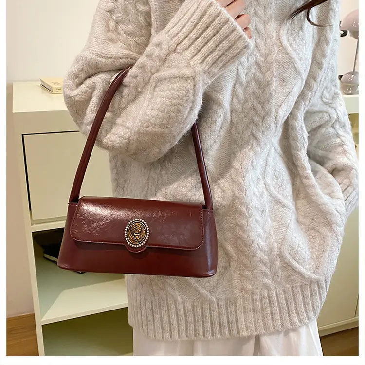 French Retro Brown Shoulder Bag for Women — feature 19