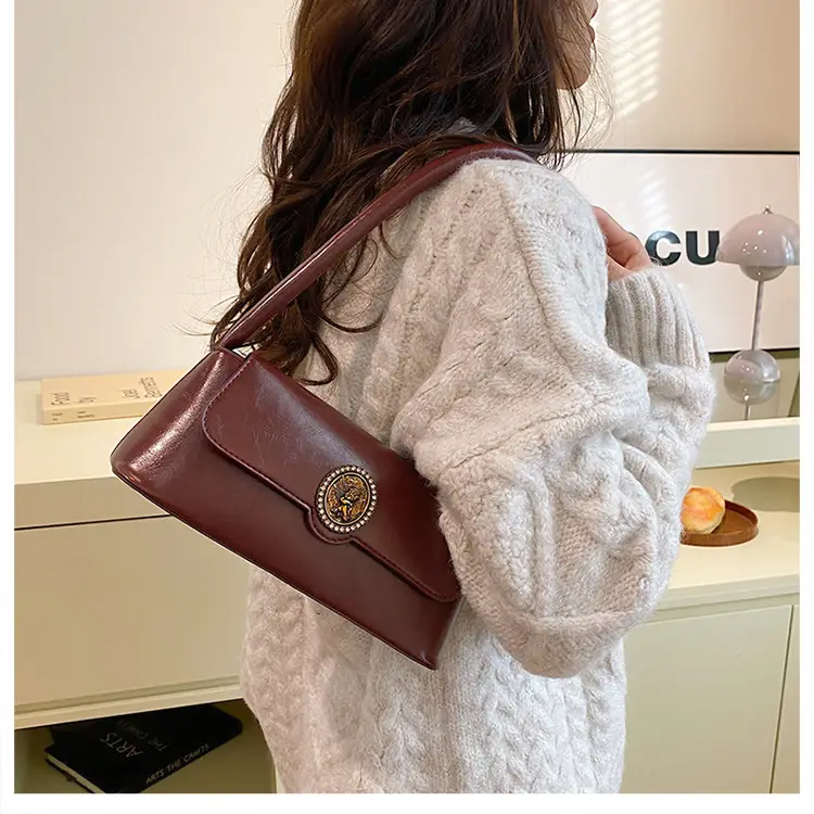 French Retro Brown Shoulder Bag for Women — feature 20