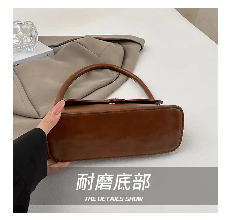 French Retro Brown Shoulder Bag for Women — feature 6