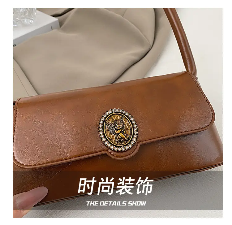 French Retro Brown Shoulder Bag for Women — feature 7