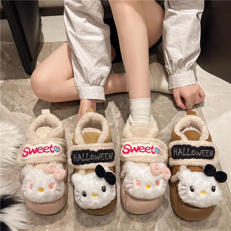 Cute Kt Cat Stuffed Snow Boots Warm Cotton Shoes