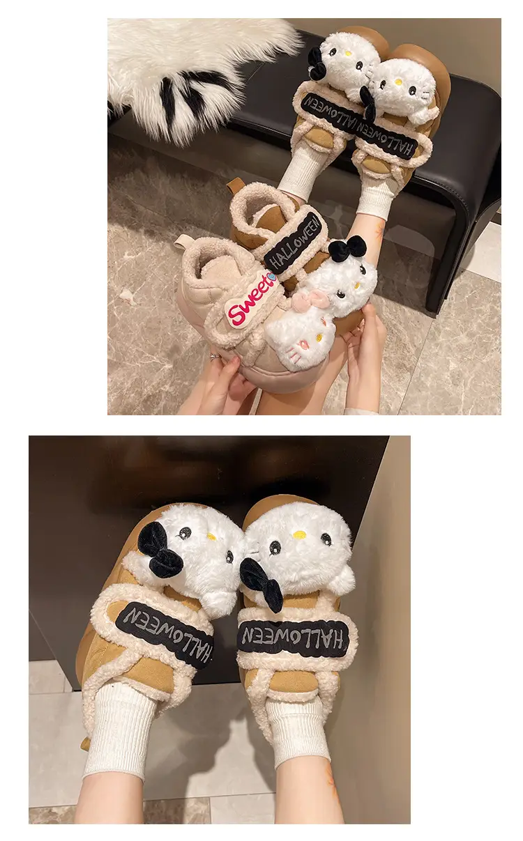 Cute Kt Cat Stuffed Snow Boots Warm Cotton Shoes — feature 10