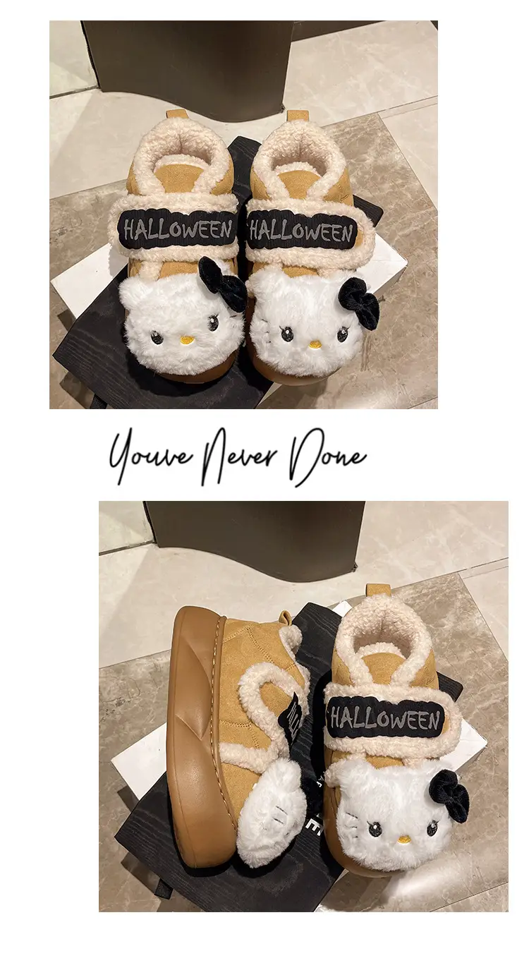 Cute Kt Cat Stuffed Snow Boots Warm Cotton Shoes — feature 15