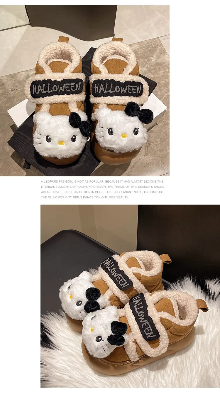 Cute Kt Cat Stuffed Snow Boots Warm Cotton Shoes — feature 16