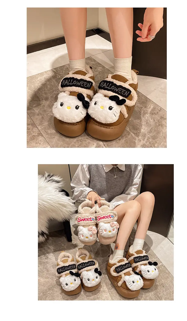Cute Kt Cat Stuffed Snow Boots Warm Cotton Shoes — feature 8