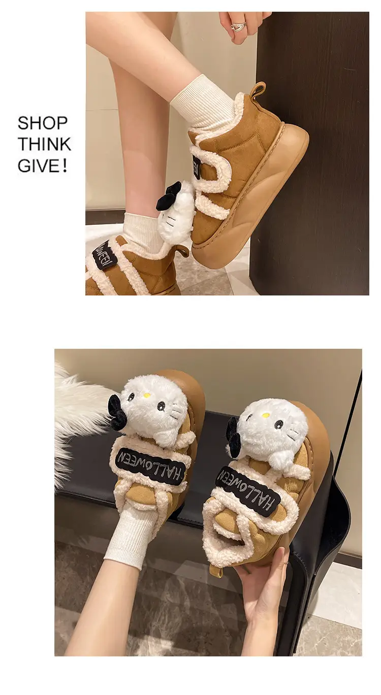Cute Kt Cat Stuffed Snow Boots Warm Cotton Shoes — feature 9