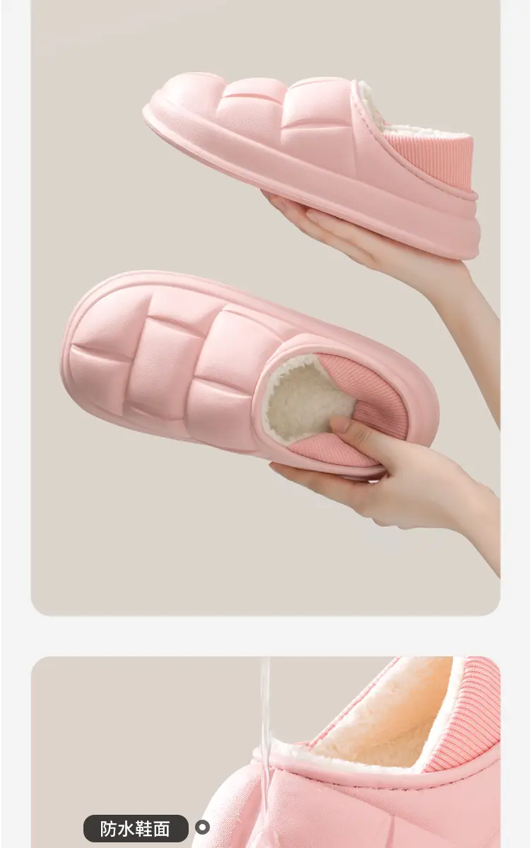 Lidani Waterproof Cotton Slippers for Women, Autumn and Winter Home Non-Slip Plush Thick-Soled Couple's Closed-Back Cotton Shoes for Outdoor Wear for Men — feature 6