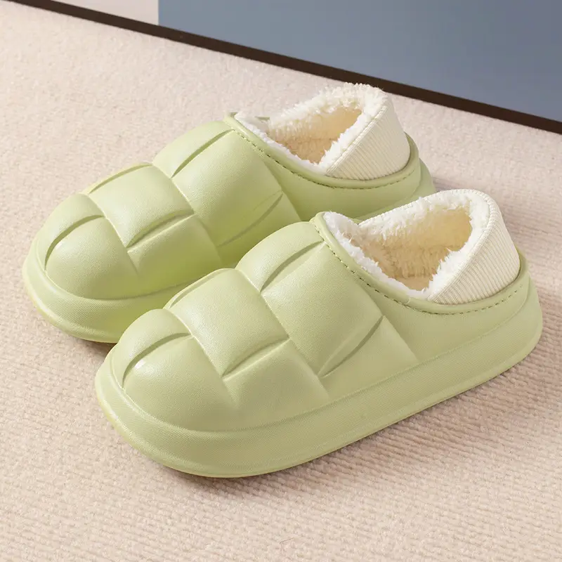 Lidani Waterproof Cotton Slippers for Women, Autumn and Winter Home Non-Slip Plush Thick-Soled Couple's Closed-Back Cotton Shoes for Outdoor Wear for Men