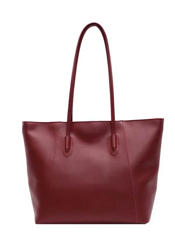 Large Capacity Tan Leather Tote Bag for Women
