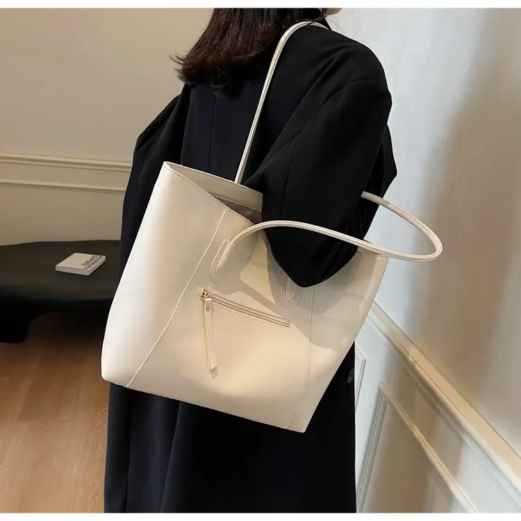 Large Capacity Tan Leather Tote Bag for Women — feature 39