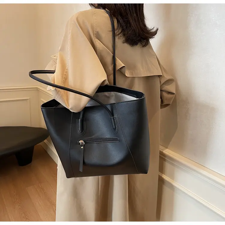 Large Capacity Tan Leather Tote Bag for Women — feature 41
