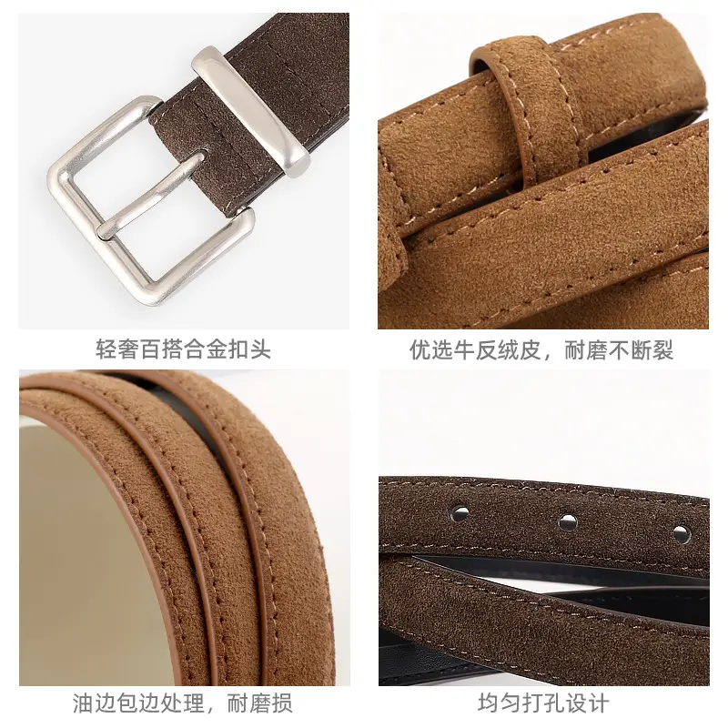 Vintage Cowhide Belt with Silver Buckle for Women - Image 14