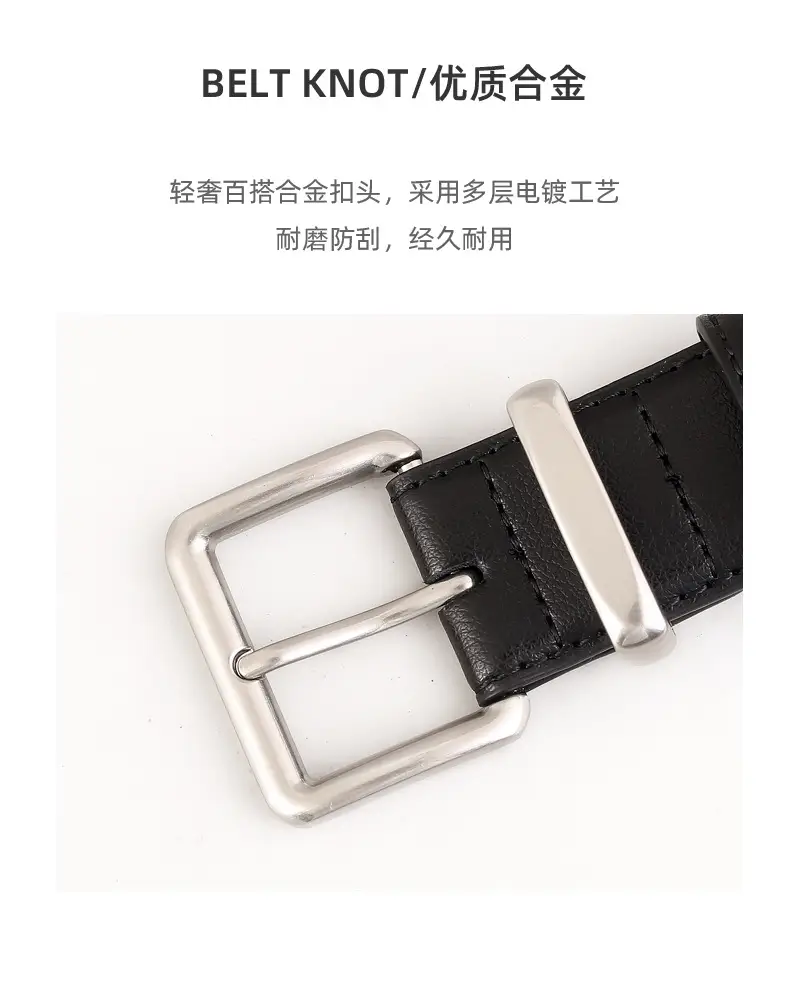 Vintage Cowhide Belt with Silver Buckle for Women — feature 17