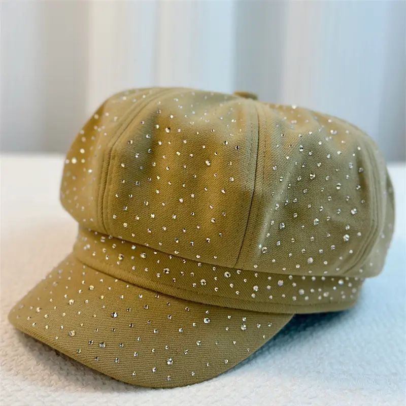 Kids Diamond Octagonal Hats Brown Gold Winter Travel - Image 3