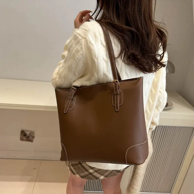 Retro Tan Shoulder Tote Bag 2024 Winter New - Image 7